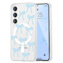 対応 Samsung Galaxy S24 FE 5G 用の ケース 透明 TPU 可愛い おしゃれ 蝶結び リボンケース MagSafe対応 薄型 軽量 耐衝撃 女性 人気 バンパー スマホケース - ベビーブルー