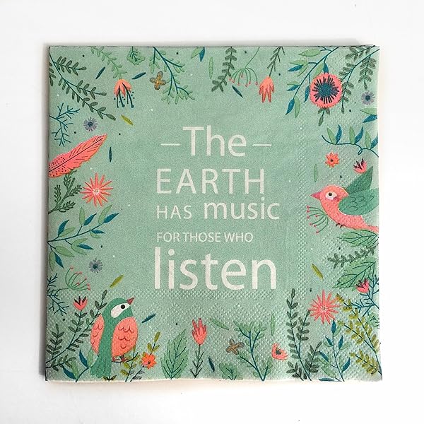 結婚式・ディナー・ティーパーティー用カラーペーパーナプキン 20枚入り シャビーシックデザイン DIYデコパージュ用, 地球の音楽