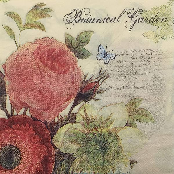 結婚式・ディナー・ティーパーティー用カラーペーパーナプキン 20枚入り シャビーシックデザイン シャワーパーティー用, 植物園