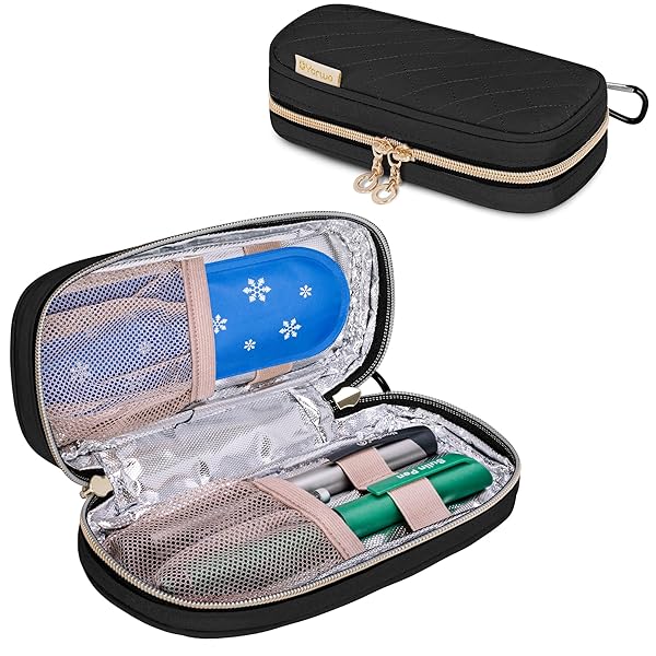 インスリンポーチ 収納 軽量 おしゃれ インスリンケース コンパクト バッグのみ ブラックのサムネイル