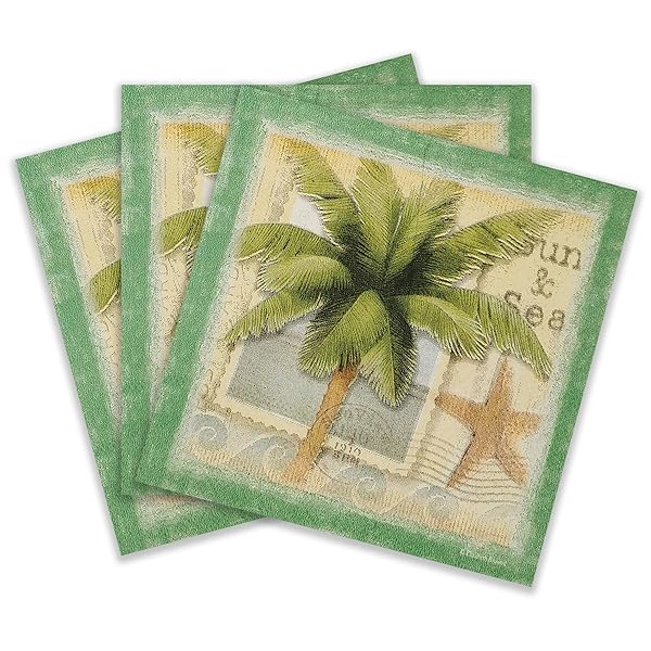 色紙カクテルナプキン 20枚 シャビーシックナプキン 結婚式 ディナー ティーパーティー シャワー スタンプ サン&シー