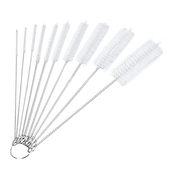 カップブラシ 10点セット 細口瓶洗浄ブラシ ストローブラシ 哺乳瓶ブラシ ホース専用 極細タイプ 隙間..