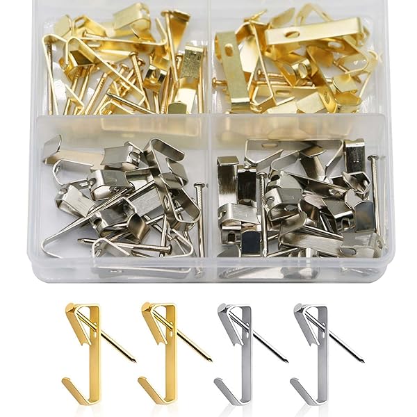 壁掛けフック 【80個入り】石膏ボード ピン 画鋲 フック 収納ボックス付き、壁掛け、フォトフレーム、アートワーク、装飾品、壁掛け時計に適しています