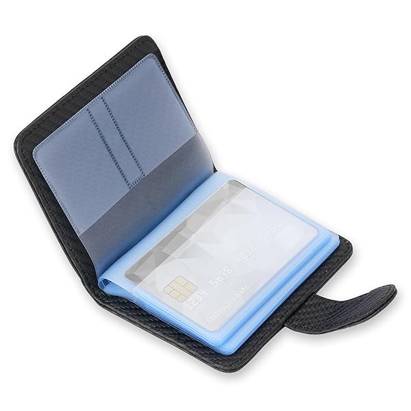 楽天彩り堂クレジットカードケース 磁気 スキミング防止 カードファイル 透明 資格証/保険証/免許証/キャッシュカードケース ポイントカード入れ PUレザー 縦型 20枚収納 ブラック（編み込み柄）