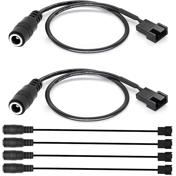 6PCS DC 電源プラグから 3 ピンおよび 4 ピン PC ファン電源アダプタ ケーブル、DC5521 から 3 ピン/4 ピン ケーブル