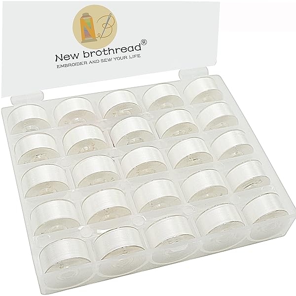 25本入り ホワイト 70D/2 (#60) ミシン用ボビン糸 刺繍用ボビン糸 ミシン糸 タイプA SA156 (高さ11.5mm) 家庭用ミシン・刺繍機用
