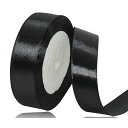 25mm ブラック リボン ラッピング 縦長22Mサテンリボン 手芸 手作り ギフトラッピング用リボン 黒い