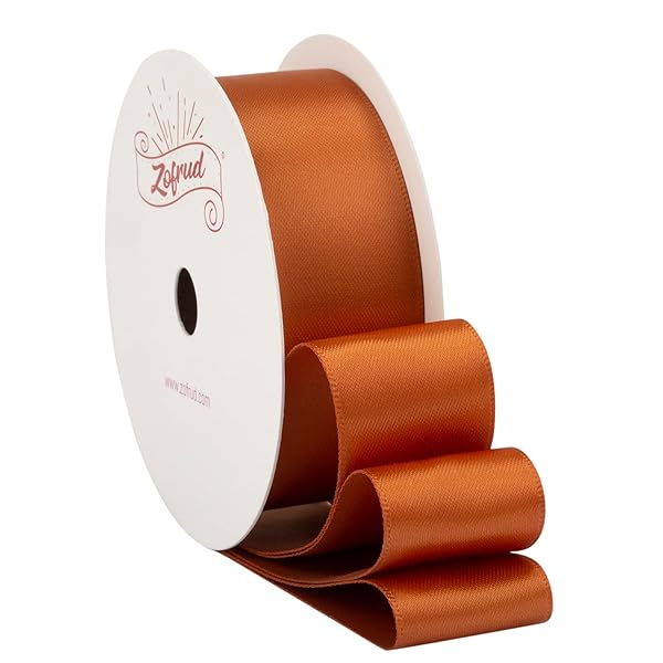サテンリボン幅25mm x 9m巻 - 手芸、ラッピング、 花束、ウェディングに最適 (コパー)