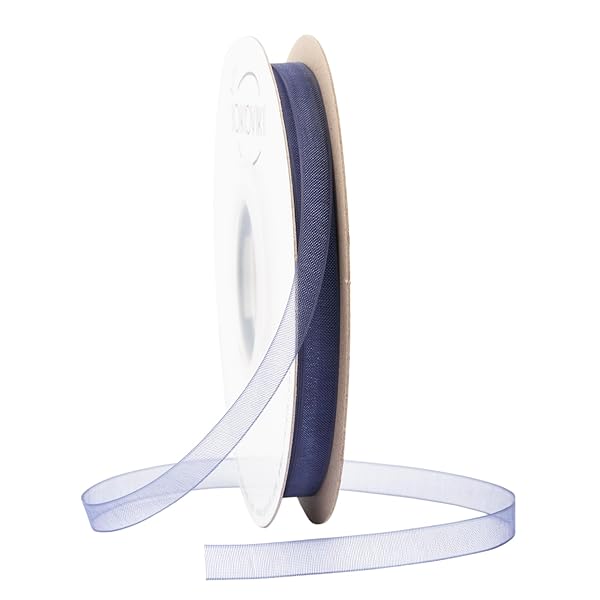 ネイビーオーガンジーリボン 6mm幅 - ギフト包装、ブーケ、ウェディング招待状、フラワーアレンジメン..