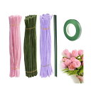 工作モール 手芸モール カラーモール カラーモール チューリップの花束工作キット 造花 曲げ可能 造形材料 造花の茎 園芸用粘着紙 母の日ギフト バレンタインデ...