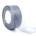 オーガンジーリボン 太め リボン 手芸 長さ45m×4cm幅 巻 オーガンジーリボン 透け感 質感がよい 母の日 装飾用 手芸材料 (シルバーグレー)