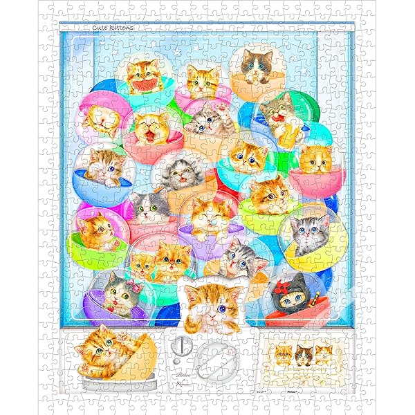 ピントー 500ピース プラ製ジグソーパズル【Kayomi＿ガシャポンの中には不思議な猫世界】(31X38cm)大人向け難しい 破片なし カチっとハマる[H1993]