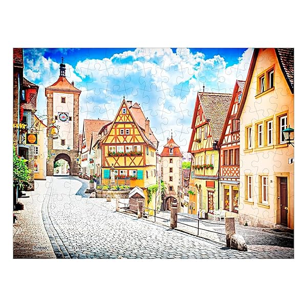 ピントー 150ピース ミニパズル プラ製ジグソーパズル【ドイツのローテンブルクの街並み】(8X10cm)子供大人 破片なし カチっとハマる[P1235]