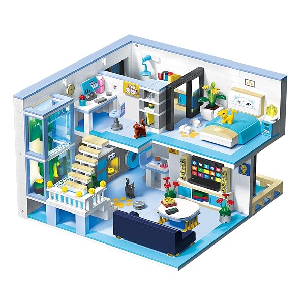 ブロックセット 建物 組み立て ねこ 部屋模型 立体パズル おもちゃ ミニチュアハウス ミニサイズ レンガブリック 大人 子供 向け 男の子女の子8歳+ クリス...