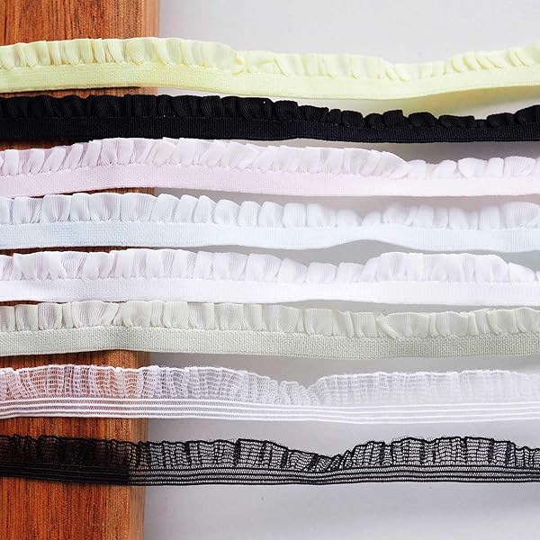 10mm 弾力性のレース 極狭のフリルレース DIY補助材料 誕生日 クリスマス ギフト 装飾材料 縫製素材 人形飾 8種類16m (8色ミックス, 10mm)