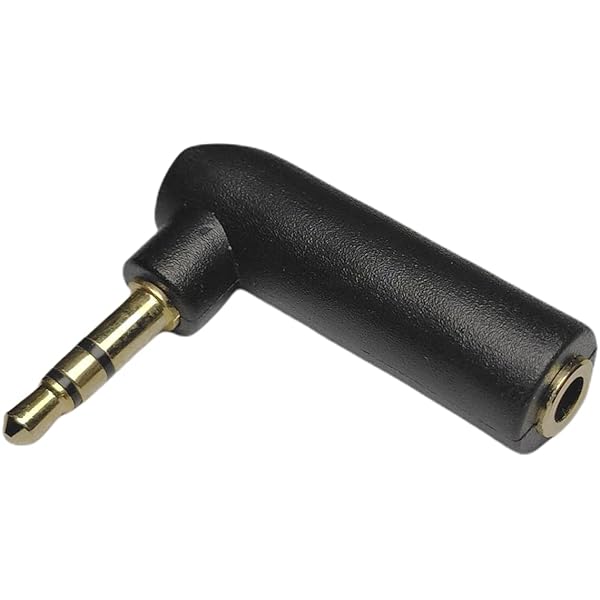 【製】3.5mmステレオ(4極:メス)→3.5mmステレオ(オス/L型)変換コネクタ【435-35SL】