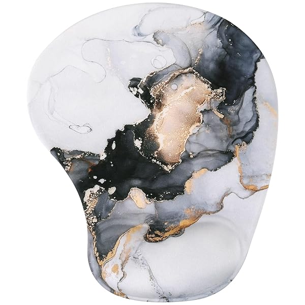 マウスパッド リストレスト一体型 防水 25×21cm 大理石柄 パームレスト 疲労低減 手首クッション 滑り止め 人間工学 ゲーミングマウスパッド おしゃれ 低反発 オフィス/ホーム用（グレーゴールド）