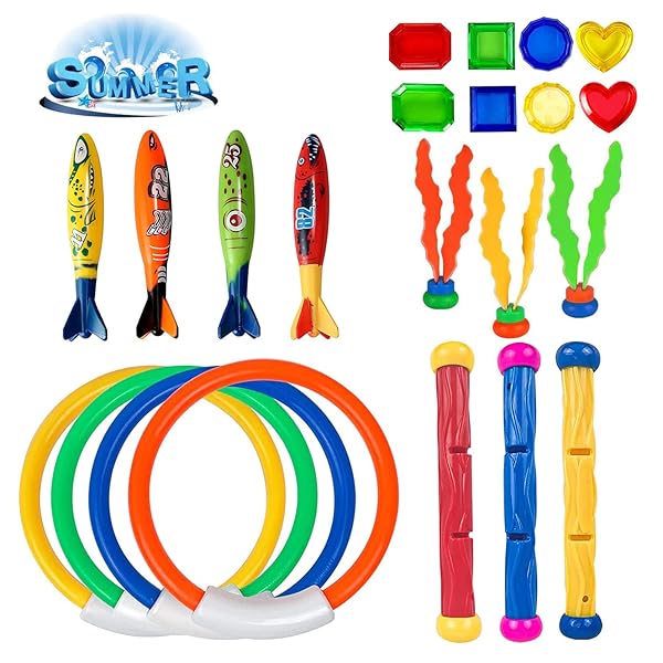 プール遊び おもちゃ プール おもちゃ 潜水用 水泳 訓練 水遊び 大切な親子時間 子供用 泳ぐ 玩具 水遊び 沈むおもちゃ おもしろい スイミング 潜水 トレーニング用 スポーツトイ (22PCS)