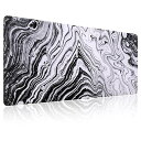 マウスパッド ゲーミング 大型 防水 デスクマット 耐久性良い 900x400x3mm 滑り止め 洗える 流体柄 仕事 ゲーム オフィス ホーム用 白黒(ブラッ...