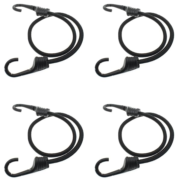 45cm バンジーコードとプラスチックスチールフックバンジーコード ゴムひも 荷物固定 弾性ロープ キャンプ テント ターポリン アウトドア用品 (4本 セット)