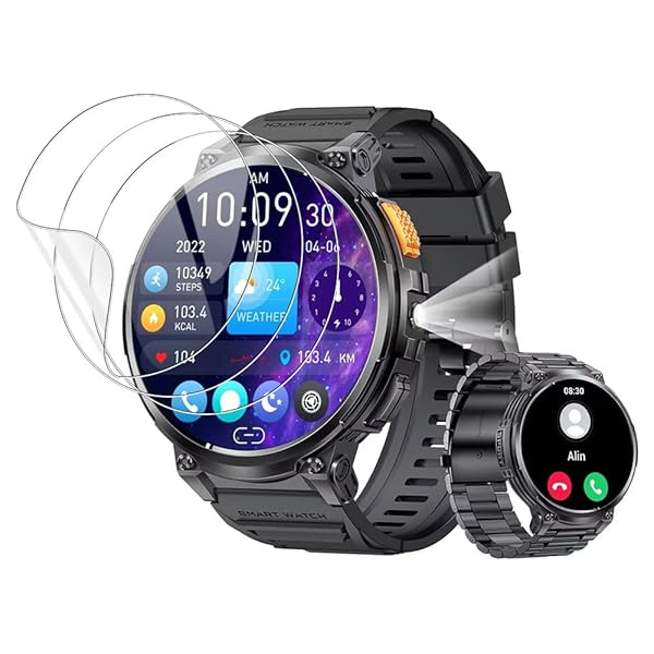 For Orgnt スマートウォッチ 1.85インチ 保護フィルム(3枚入り)24時間内気泡自動消え TPU製 超薄型 高透過率(反射低減) 耐指紋 撥油性 Orgnt 保護フィルム