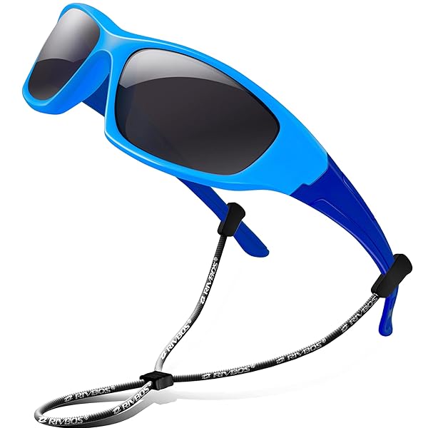 リバッズ RBK003 キッズ 子供用サングラス 偏光レンズ ゴムフレーム UVカット ボーイズサングラス サングラス (ブルー&ブルー)