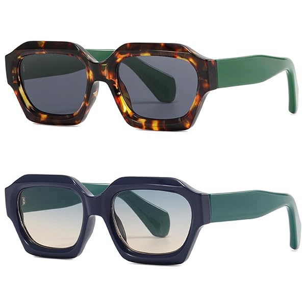 レトロな厚手六角形サングラスメンズレディースファッション超大方形厚手ブラック90年代ダークカラー眼鏡