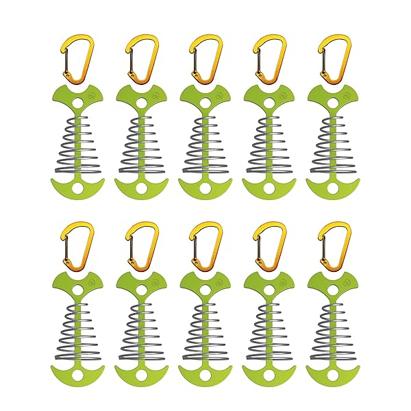 ウッドデッキ ペグ 自在金具 キャンプ キャンプ用テント 対応 ペグ・アンカー カラ (グリーン 10パック)