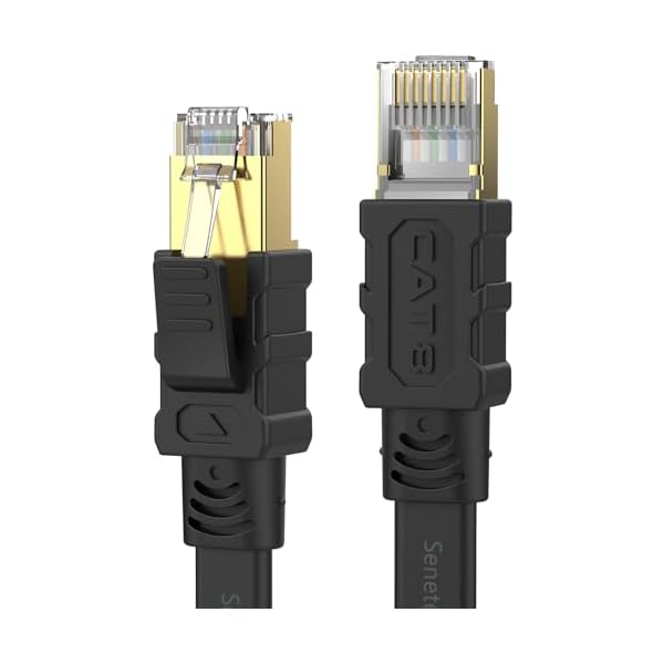 LANケーブル 15m CAT8 40Gbps/2000MHz カテゴリー8 超高速インターネットケーブル CAT8準拠 フラットケーブル RJ45 ツメ折れ防止 ブラック モデム ルータ PS3 PS4 PS5 Xbox等に対応