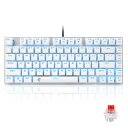 ゲーミングキーボード81キー 赤軸メカニカル式キーボード USB接続有線 アンチゴーストキー 青色LEDバックライト 防水機能付きゲーマー向け英語配列キーボード...