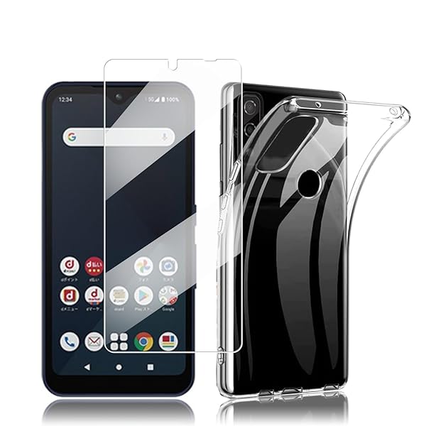 対応 Arrows We 用の ガラスフィルム+クリア ケース 透明 ソフト Arrows We F-51B / FCG01 / A101FC 用保護フィルム 1枚【旭硝子素材製】 硬度9H 高透過率 飛散防止 自动吸着 Arrows We TPU保