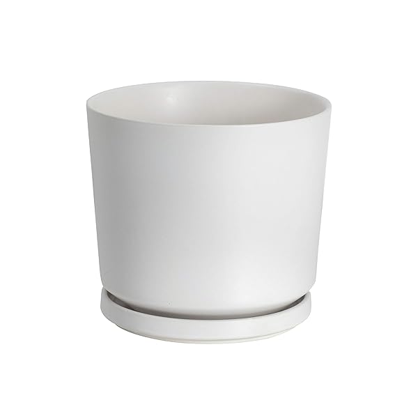 植木鉢 陶器鉢 プランター 7号 18cm 受け皿付き 穴付き 白 おしゃれ 鉢 鉢植え インテリア 部屋 飾り ..