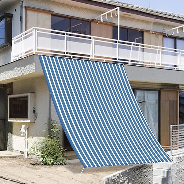 日除け シェード 1.8x2.4m ブルー・ホワイト 雨よけシェード オーニング 撥水サンシェード 日除け シェ..