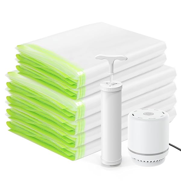 Umimile 布団圧縮袋 圧縮袋 布団 6枚組 80×60cm 4枚/60×40cm 2枚 ふとん圧縮袋 電動ポンプ付き 防塵防..