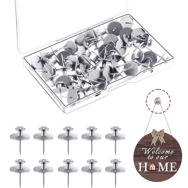 壁掛け用鋲 【30個入り】壁掛けフック 吊り下げ用双頭釘 収納ボックス付き、壁掛け、フォトフレーム、アートワーク、装飾品、壁掛け時計に適しています