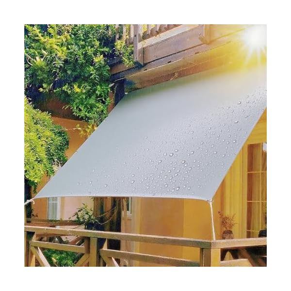 日除けシェード 屋外 サンシェード ベランダ 400Dポリエステル PU塗装 2層撥水加工 接合部水漏れ防止 紫外線UVカット 雨よけシート ベランダ・屋外・玄関 ・家 窓 ・マンション・庭に適用 簡単設置 固定ロープ 付属 （2×3m ライトグレー