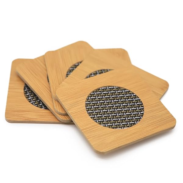 TOSSOW コースター 竹製コースター おしゃれ 軽量 竹製茶托 断熱パッド 滑り止め 5枚セット