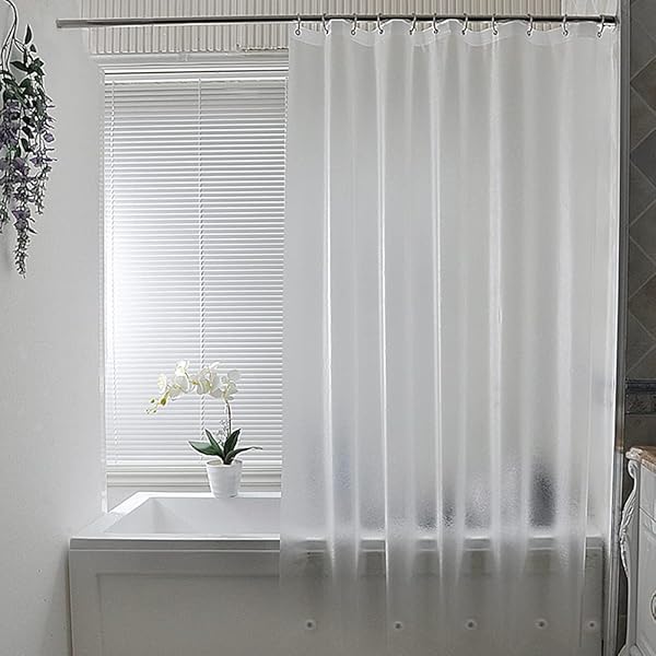 防カビ シャワーカーテン 半透明 180 x 240cm 防水 バスカーテン ユニットバス 浴室 間仕切り 北欧 クリア 清潔 長い