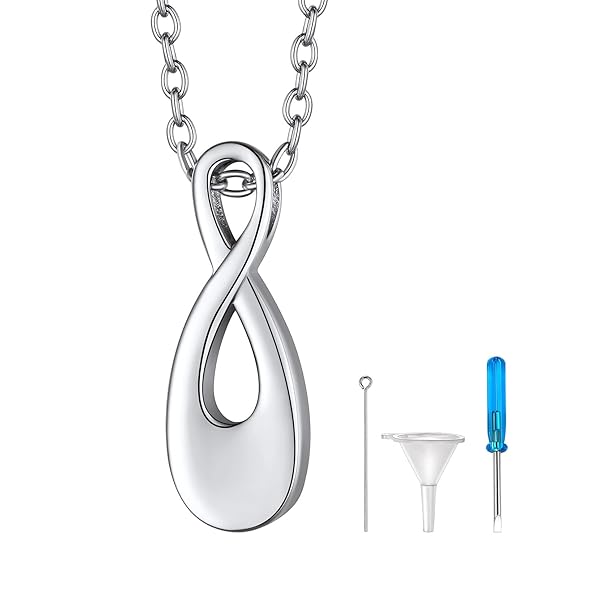 遺骨 ペンダント ネックレス 手元供養 遺灰/遺髪入れ メモリアル 防水対応 ステンレス レディース 50cm（インフィニティ）