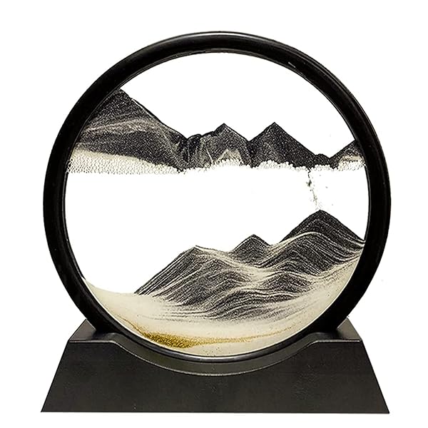 サンドピクチャー ラウンド 砂絵 置き型 アート インテリア 砂 おしゃれ 綺麗 ユニーク お洒落 癒し スタイリッシュ モダン プレゼント ギフト 新築祝い 引っ越し祝い 父の日 SH-01 (M, 黒)