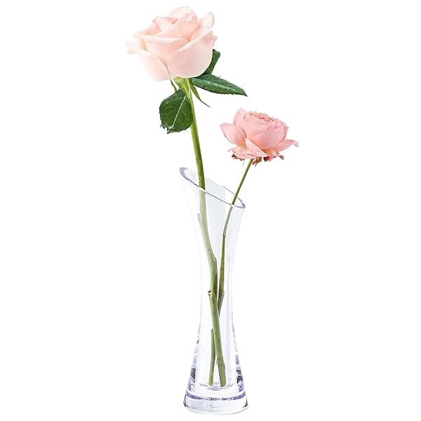 花瓶 割れない 一輪挿し おしゃれ 斜め口 フラワーベース ポリカーボネート 透明 水栽培 インテリア飾り プレゼント 高さ21cm