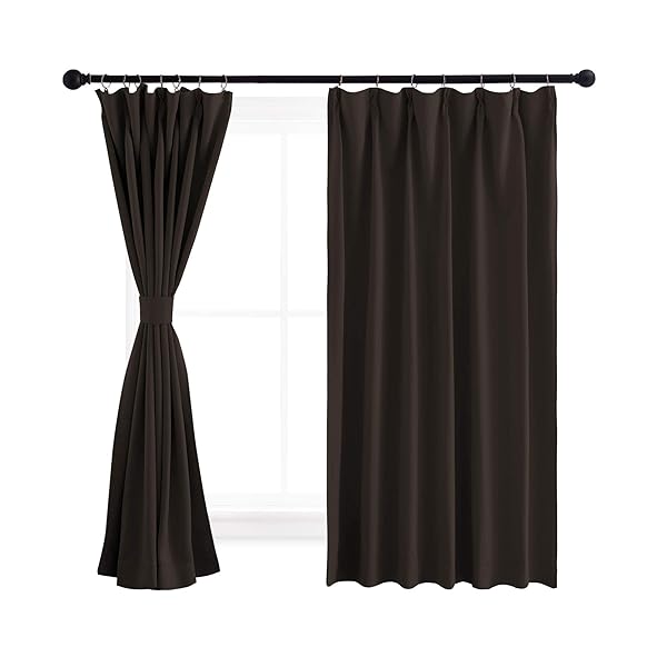 カーテン 遮光 1級 断熱 防寒 幅100cm丈110cm ブラウン 2枚セット 省エネ 冷暖房の効率アップ 防音 カフェーカーテン 出窓 腰窓 部屋 寝室 幼児園 喫茶店