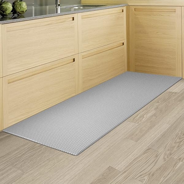 キッチンマット 拭ける 厚さ10mm 踏み心地いい フカフカ 180 はっ水 防汚 低反発 クッション 洗濯いらず 台所 さっと拭くだけ(44*180cm,グレー)