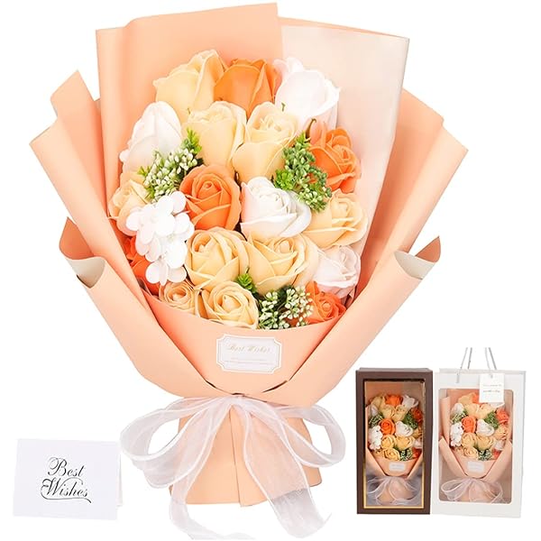 ソープフラワー花束 母の日プレゼント， 誕生日プレゼント ソープフラワー バラ グラデーション 花束 ブーケ 薔薇造花 女性 人気ギフト ドライフラワー インテリア 結婚記念日 父の日 敬老の日 昇進 転居 彼女 送別会 退職感謝 お礼 バラの花束