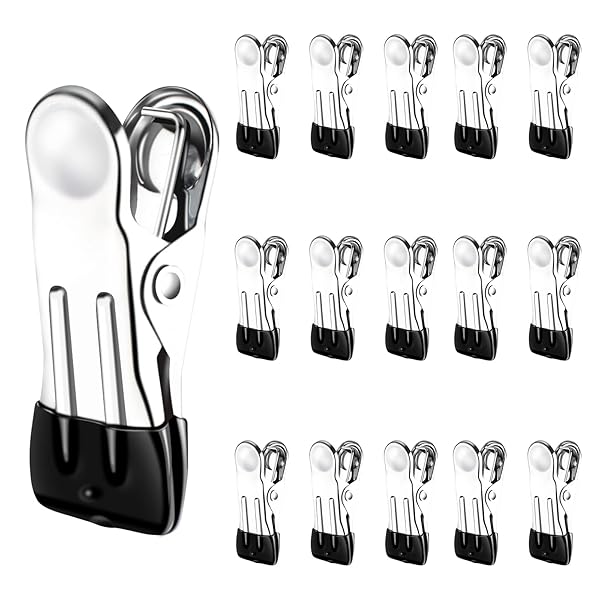 MITUKE【2025年強力型】モノクリップ 洗濯バサミ 洗濯ばさみ 洗濯ピンチ ステンレス製 錆びに強く ノンスリップ すべらない 洗濯クリップ ハンガー (洗濯ばさみだけ-15個/ブラック)