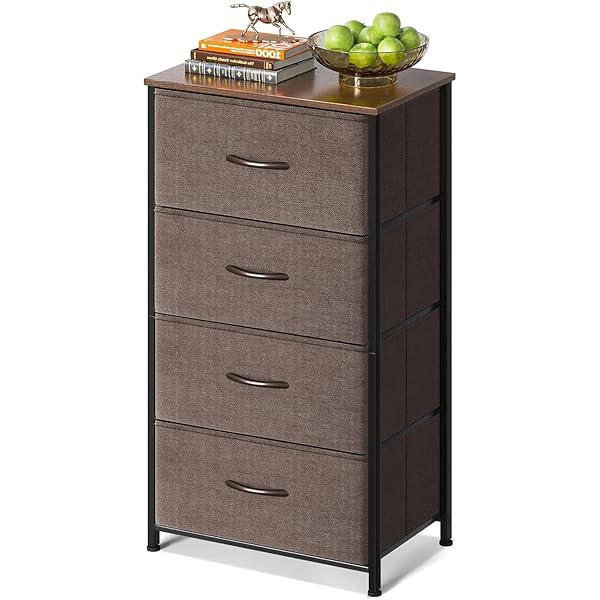チェスト タンス 衣類収納 収納ケース 引き出し リビング収納 布製 引き出し 衣装ケース 箪笥 転倒防止 低ホルム 安定感 4段 【幅40×奥行30×高さ80cm】 ダークブラウン