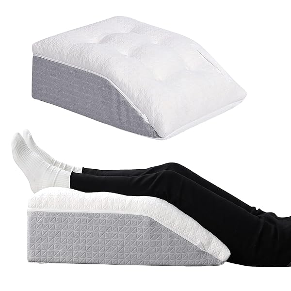 Rakuten - 足枕 就寝用 むくみ対策 ふわふわ 低反発+高反発二層構造 フットレスト 背もたれクッション 腰枕 ふくらはぎクッション 膝枕 フットピロー しろい