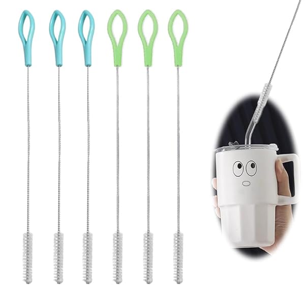 ステンレス製洗浄ブラシ ナイロン ストローブラシ 哺乳瓶ブラシ 再利用可能 自由に曲がる 隙間用 飲用..