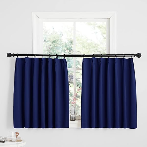 カーテン 遮光 1級 断熱 防寒 省エネ 冷暖房の効率アップ 防音 出窓 腰窓 部屋 寝室 幼児園 喫茶店 2枚セット ロイヤルブルー L 80.00cm x W 100.00cm