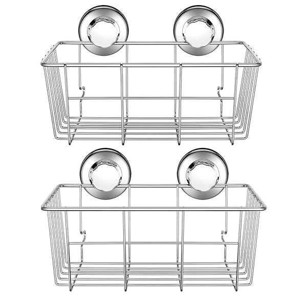 シャンプーラック シャワーラック 浴室ラック シャンプ置き お風呂 洗面所収納ラック ステンレスラック 吸盤 2個入 シルバー